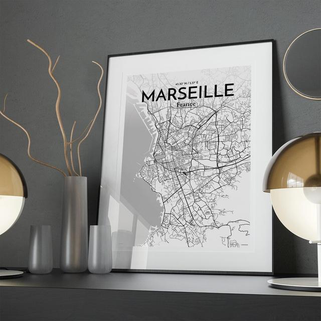 Marseille City Map In Tones - No Frame Print Borough Wharf Size: 27.6cm H x 19.7cm W x 0.05cm D on Productcaster.