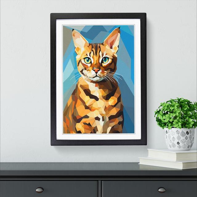 Bengal Cat Cubism - Single Picture Frame Print on Wood Big Box Art Size: 34cm H x 25cm W x 2cm D, Frame Colour: Black Framed on Productcaster.