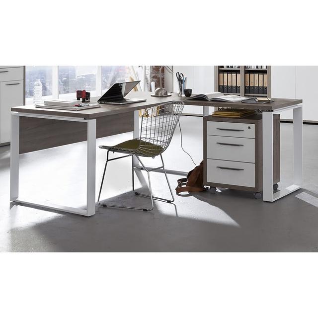 Disegno L-Shape Executive Desk Ebern Designs Size: 74.5cm H x 170cm W x 80cm D, Top Colour: Dark Brown on Productcaster.