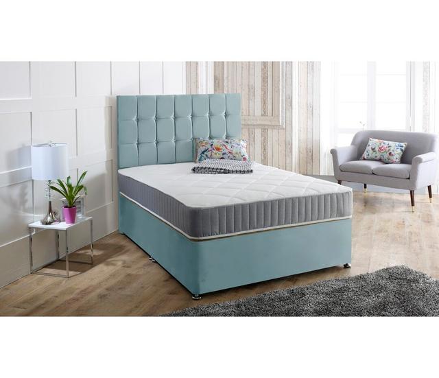 Jeanette Divan Bed & Headboard Fairmont Park Size: Single (3'), Colour: Steel Grey on Productcaster.