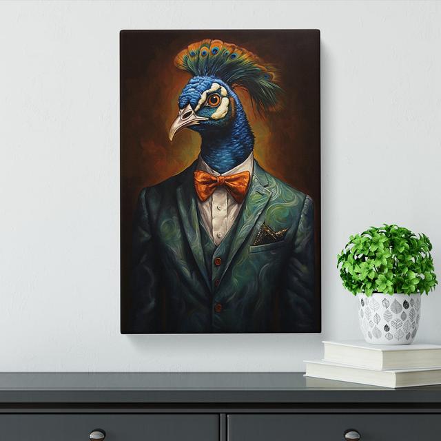 Peacock in a Suit Painting Happy Larry Size: 60cm H x 40cm W x 3cm D on Productcaster.