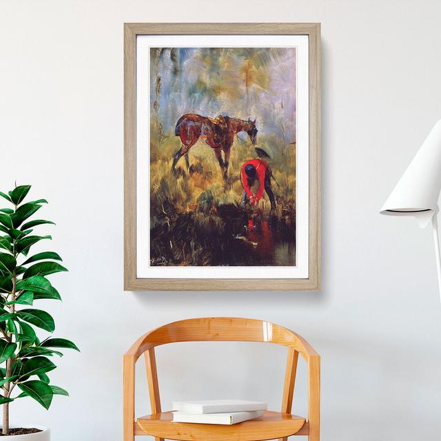 Hunting Horse with Hounds by Henri de Toulouse-Lautrec - Picture Frame Painting East Urban Home Size: 48cm H x 36cm W x 2cm D, Frame Option: Oak Frame on Productcaster.