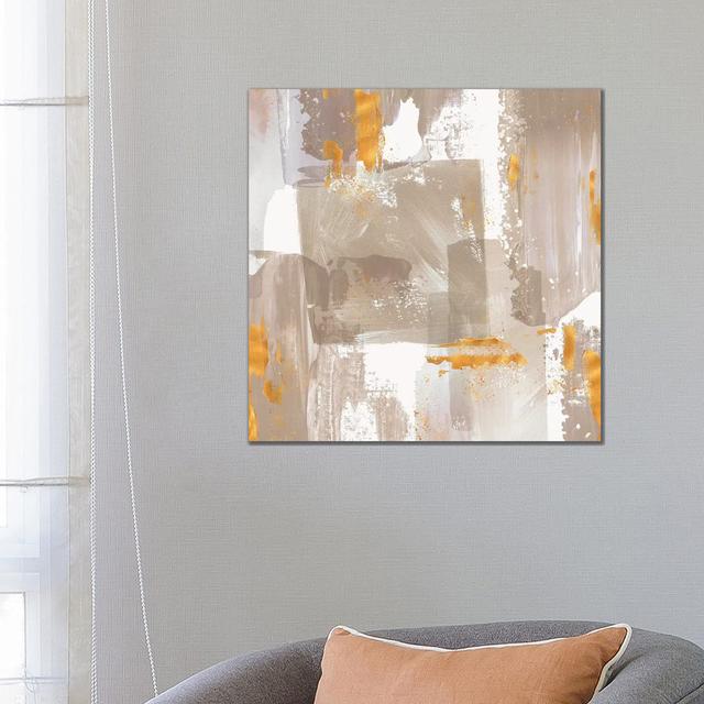 Icescape Abstract Grey Gold II - Wrapped Canvas Gallery-Wrapped Canvas Giclée Borough Wharf Size: 66.04cm H x 66.04cm W x 3.81cm D on Productcaster.