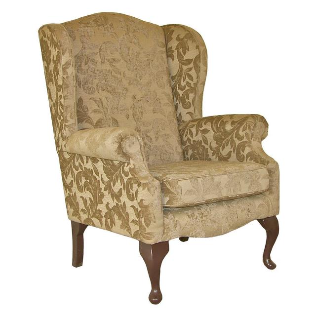 Stevensville Wingback Chair Astoria Grand Frame Finish: Light Oak, Upholstery: Angelina Gold Pattern on Productcaster.