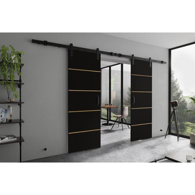 Door Brayden Studio Size: 172cm x 205cm, Door Finish: Black on Productcaster.