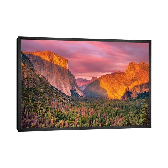 Yosemite Valley Sunset by Marco Carmassi - Print on Canvas Union Rustic Size: 152.4cm H x 101.6cm W x 3.81cm D, Format: Black Framed on Productcaster.