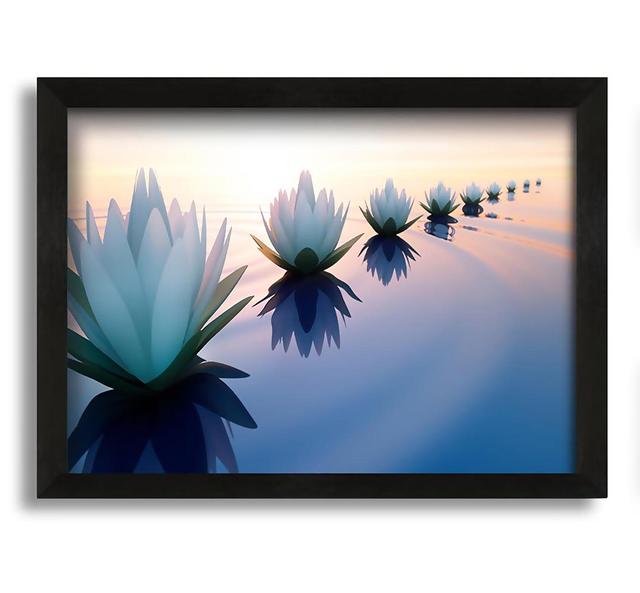 Waterlillies Lined up Brayden Studio Format: Black Framed Canvas, Size: 21cm H x 30cm W x 10cm D on Productcaster.