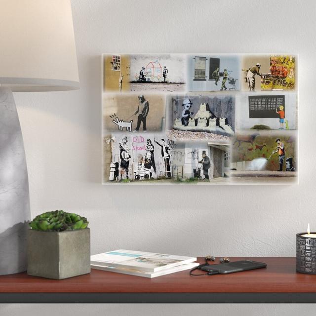 Slight Colour Collage by Banksy - Wrapped Canvas Print East Urban Home Size: 81 cm H x 122 cm W x 4 cm D on Productcaster.