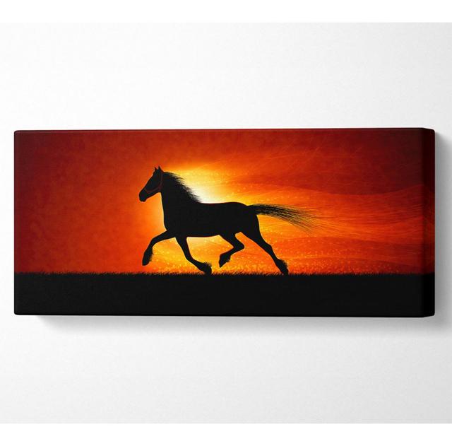 Running Horse Sunset Blaze - Wrapped Canvas Art Prints Gracie Oaks Size: 40.6cm H x 101.6cm W on Productcaster.