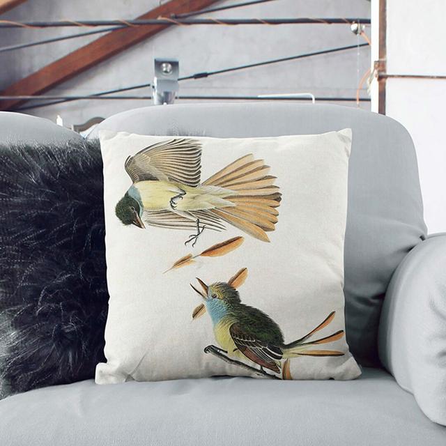 Great Crested Flycatcher Birds by John James Audubon Cushion with Filling East Urban Home Size: 55cm H x 55cm W x 20cm D, Backing Colour: Black on Productcaster.