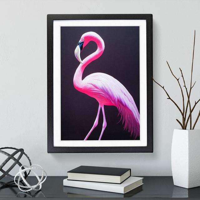 Bewitching Flamingo - Single Picture Frame Print 17 Stories Frame Colour: Black, Size: 34cm H x 25cm W x 2cm D on Productcaster.