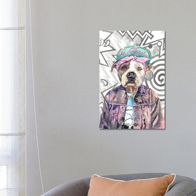 What's Up Dog Happy Larry Format: Wrapped Canvas, Size: 66.04cm H x 45.72cm W x 3.81cm D on Productcaster.