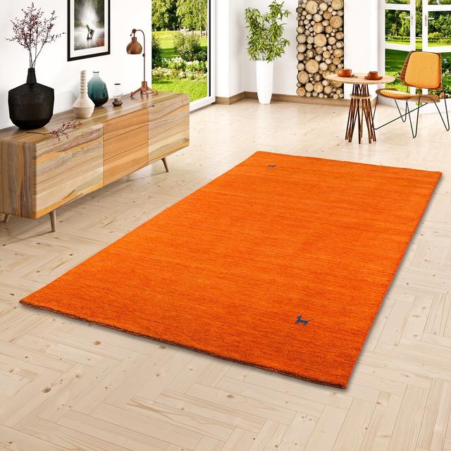 Teppich Delephine aus Wolle in Orange Ebern Designs Teppichgröße: Rechteckig 140 x 200 cm on Productcaster.