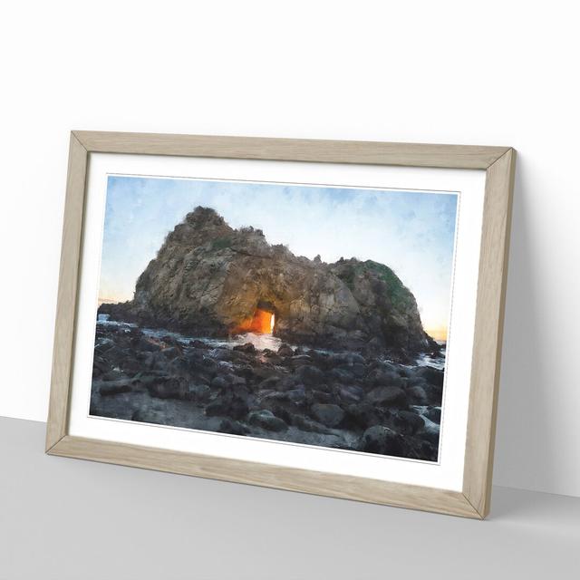 Sunset Through the Rock in California - Picture Frame Painting East Urban Home Frame Option: Oak Framed, Size: 27cm H x 36cm W x 2cm D on Productcaster.