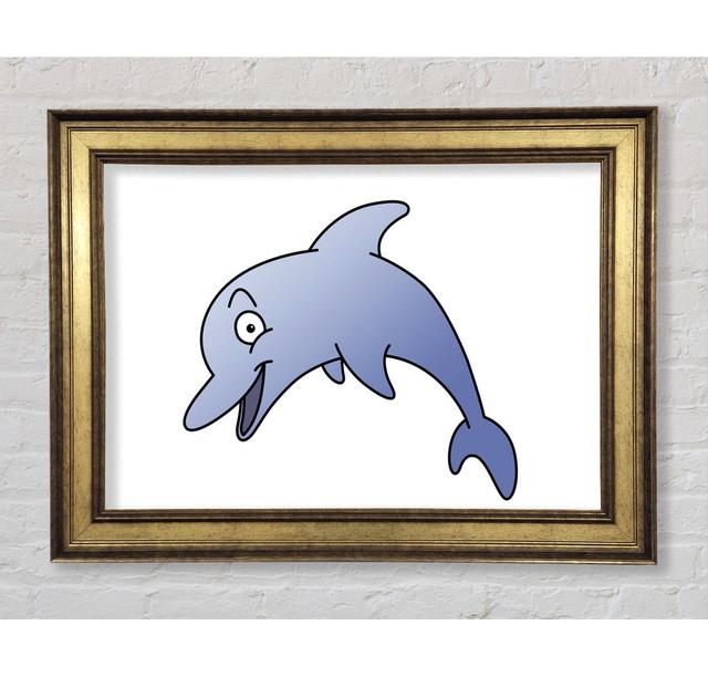 Happy Dolphin - Single Picture Frame Art Prints Bright Star Size: 59.7cm H x 84.1cm W x 8cm D, Colour: White on Productcaster.