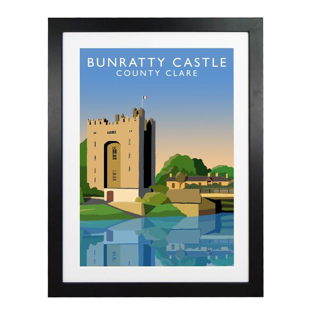 Bunratty Castle by Richard O'Neil - Graphic Art Print on Paper George Oliver Size: 43.5 cm H x 33.5 cm W x 2.2 cm D, Format: Black Wood Frame on Productcaster.