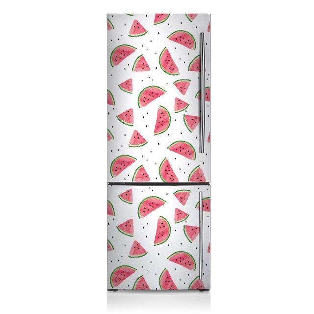 Fridge Magnet Cover Magnetic Protection 60X205 Cm (23,62X80,7 Inch) Decorative Sticker Decal For Home Freezer Kitchen Door Protector - Watermelon Rain on Productcaster.