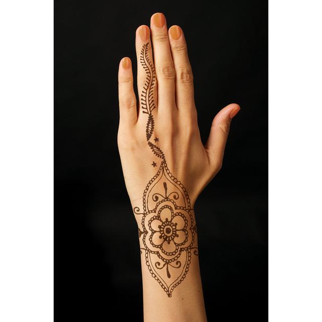 Hand with Mehendi - Wrapped Canvas Photograph Latitude Run Size: 46cm H x 30cm W x 3.8cm D on Productcaster.