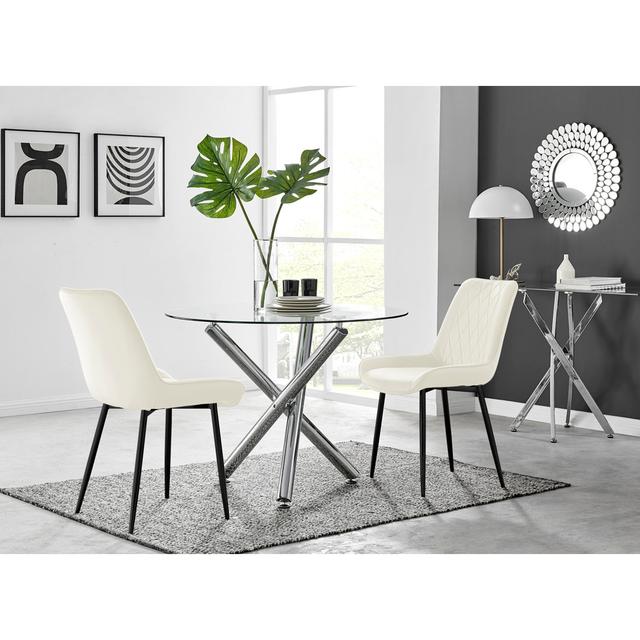 Veston 2 - Person Dining Set Fairmont Park Chair Colour: Cream/Black on Productcaster.