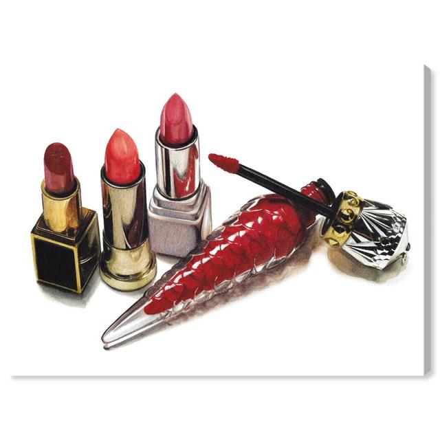 Doll Memories - Lipsticks In Red - Wrapped Canvas Print Oliver Gal Size: 81.3 cm H x 61 cm W on Productcaster.