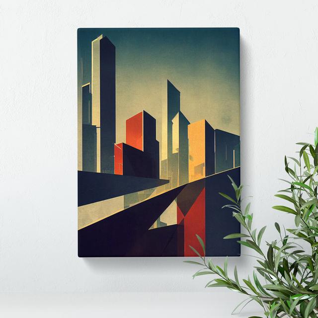 Angular City Skyline Abstract - Wrapped Canvas Print George Oliver Size: 60cm H x 40cm W x 3cm D on Productcaster.