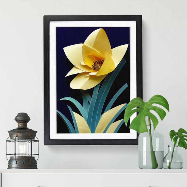 Liss Daffodil Flower Torn Paper - Picture Frame Print ClassicLiving Frame Option: Oak, Size: 64cm H x 46cm W x 2cm D on Productcaster.