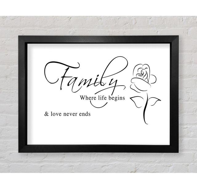 Family Quote Family Where Life Begins 1 White Framed Print Bright Star Size: 59.7cm H x 84.1cm W on Productcaster.