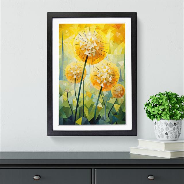 Dandelion Cubism No.2 - Single Picture Frame Print on Wood Marlow Home Co. Format: Black Framed, Size: 64cm H x 46cm W on Productcaster.