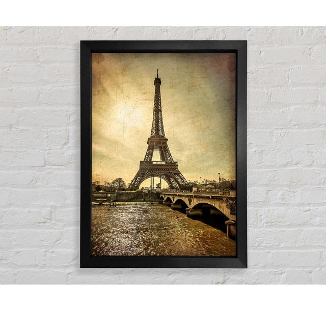 Eiffel Tower Retro 5 - Single Picture Frame Art Prints Ophelia & Co. Size: 59.7cm H x 84.1cm W x 3.4cm D, Format: Ventura Black Framed Paper on Productcaster.