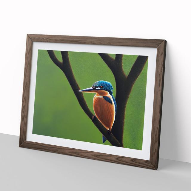 Beguiling Kingfisher Bird - Picture Frame Graphic Art 17 Stories Size: 34cm H x 46cm W x 2cm D, Frame Colour: Walnut Frame on Productcaster.