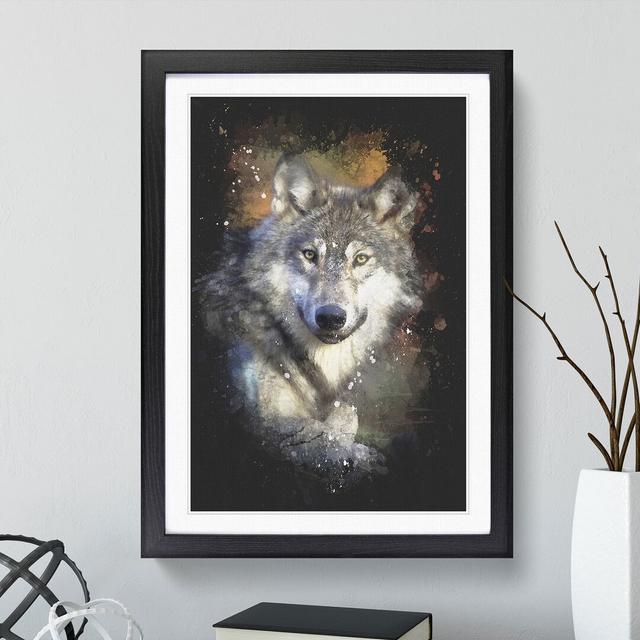 Wolf Vol.2 Paint Splash - Picture Frame Graphic Art East Urban Home Frame Option: Black, Size: 90cm H x 65cm W x 2cm D on Productcaster.