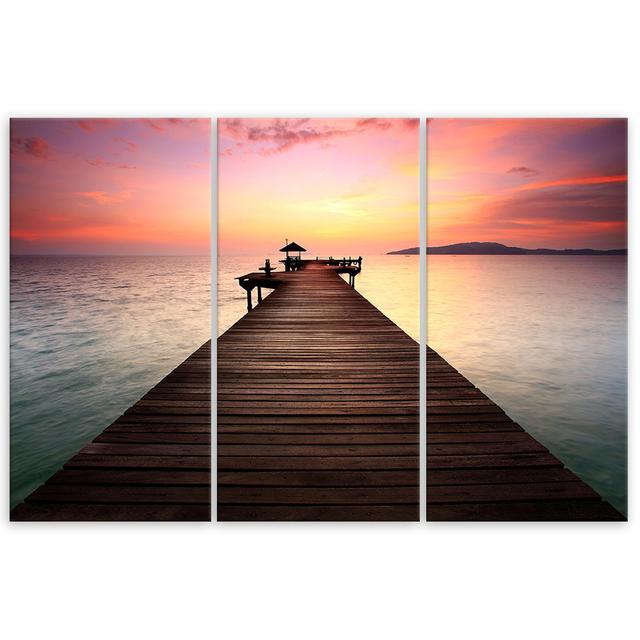 Canvas Print Footbridge Beach Sea Sunset Highland Dunes Size: 40cm H x 60cm W on Productcaster.