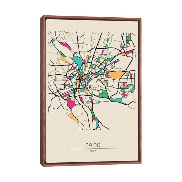 Cairo, Egypt Map by Ayse Deniz Akerman - Floater Frame Graphic Art on Canvas Ivy Bronx on Productcaster.