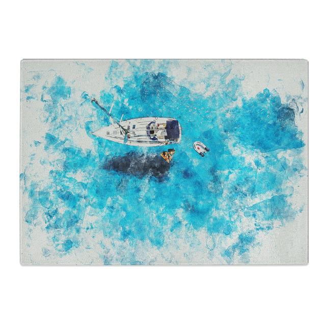 Boat in the Balearic Islands Watercolour Chopping Board East Urban Home Size: 0.4cm H x 28.5cm W x 39cm L on Productcaster.