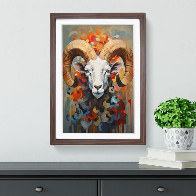 Ram Sheep Dadaism - Single Picture Frame Print on Wood Brambly Cottage Size: 46cm H x 34cm W x 2cm D, Format: Walnut on Productcaster.