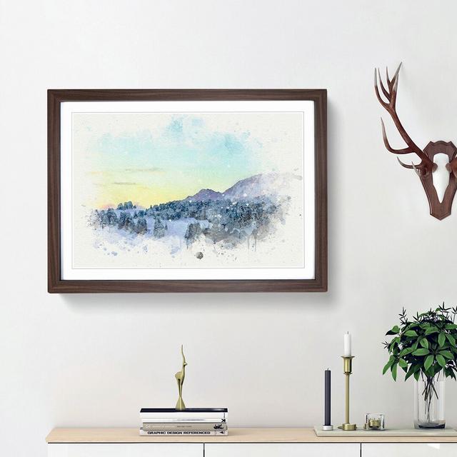 Mountain and Forest at Winter in Abstract - Picture Frame Graphic Art Print East Urban Home Size: 27cm H x 36cm W x 2cm D, Frame Option: Walnut Framed on Productcaster.