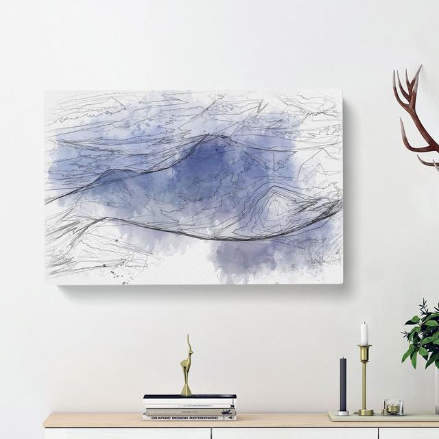 Purple And Blue Mountain Tops - Wrapped Canvas Painting East Urban Home Size: 35cm H x 50cm W x 3cm D on Productcaster.