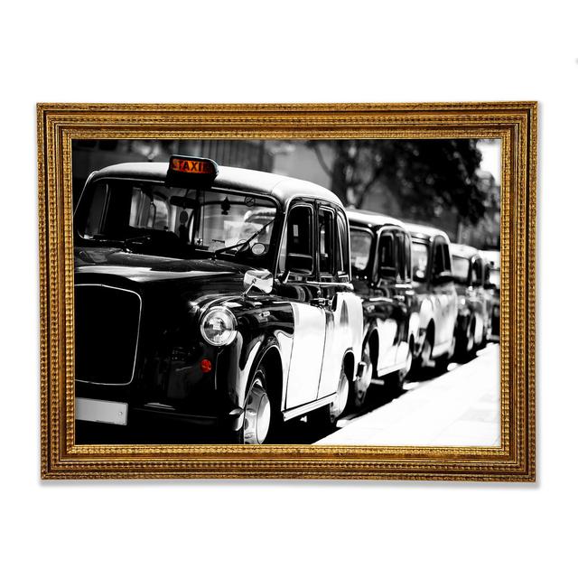 London Black Cabs - Print Ebern Designs Size: 84.1cm H x 118.9cm W x 3cm D on Productcaster.