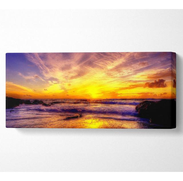 Paradise Beach with Blazing Skies - Wrapped Canvas Art Prints Highland Dunes Size: 50.8cm H x 121.9cm W x 10cm D on Productcaster.