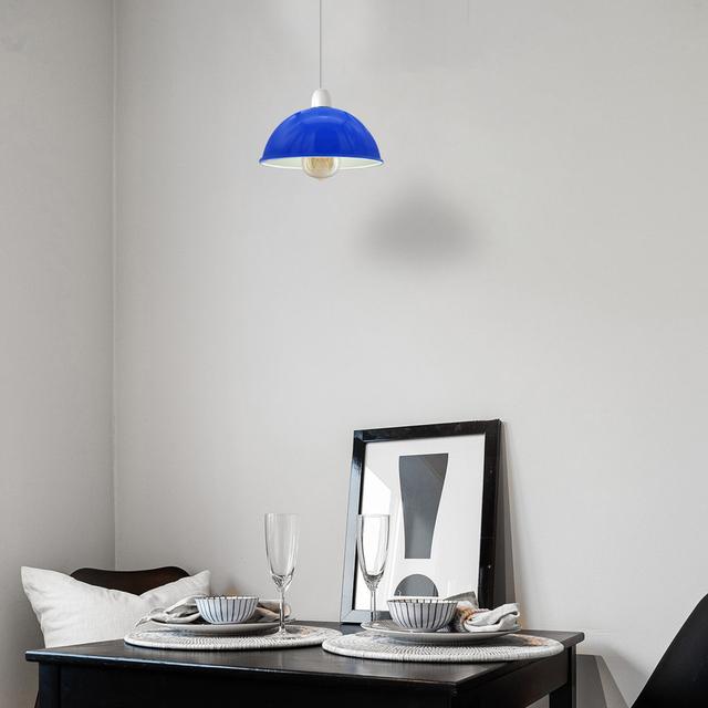 Sulien 14cm H x 40cm W Metal Bowl Pendant Shade ( Uno ) George Oliver Colour: Navy on Productcaster.