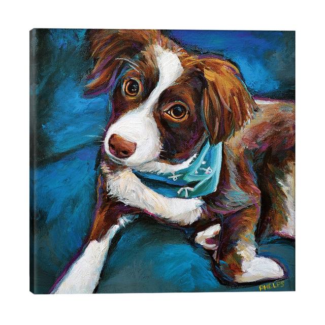 'Australian Shepherd Puppy' Painting Print on Wrapped Canvas East Urban Home Size: 45.72cm H x 45.72cm W x 3.81cm D on Productcaster.