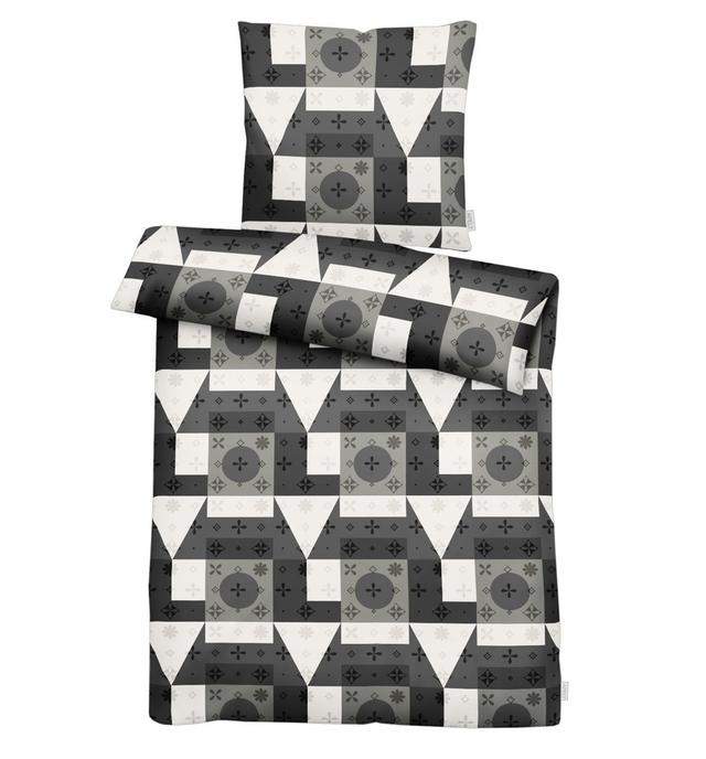 Loft Dreams Geometric Shapes Duvet Cover Set with Pillowcases Apelt Size: 135 x 200 cm - 1 Pillowcase 80 x 80 cm, Colour: Black/White/Grey on Productcaster.