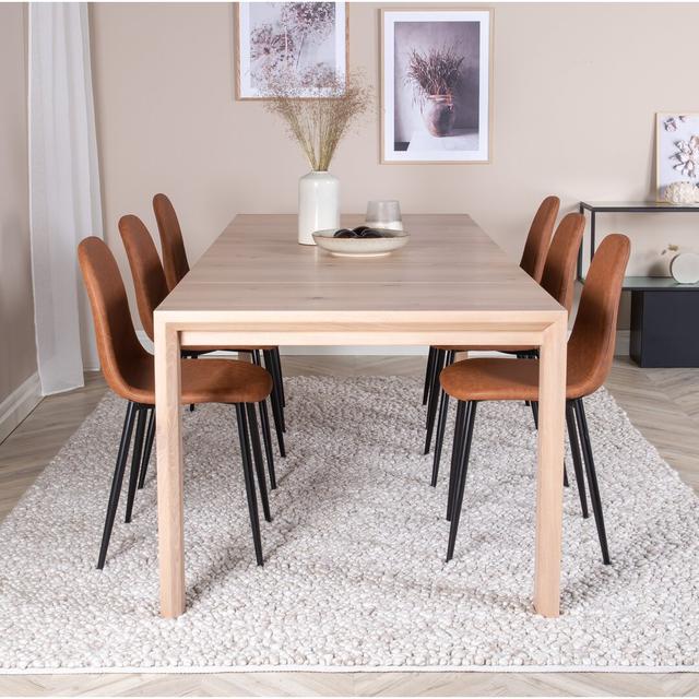 Barden Extendable Dining Set with 6 Chairs Borough Wharf Colour (Chair): Brown on Productcaster.