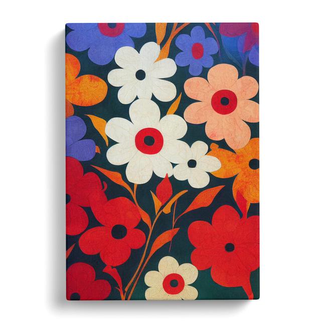 Aubert Floral Patchwork - Wrapped Canvas Graphic Art Marlow Home Co. Size: 60cm H x 40cm W x 3cm D on Productcaster.