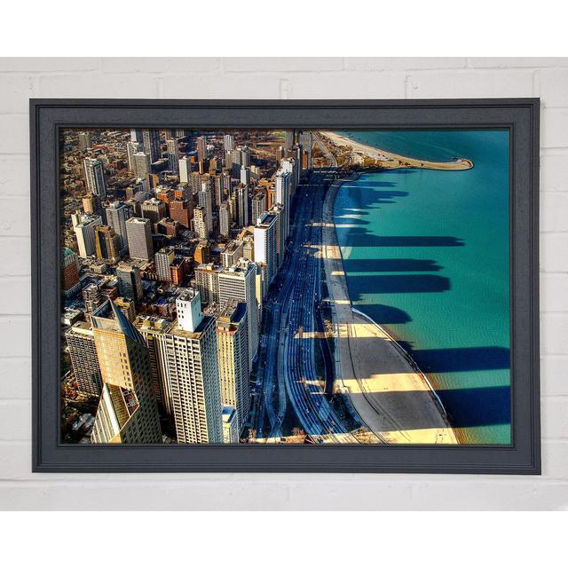 Chicago Beach Framed Print Ebern Designs Size: 84.1cm H x 118.9cm W x 1.5cm D on Productcaster.