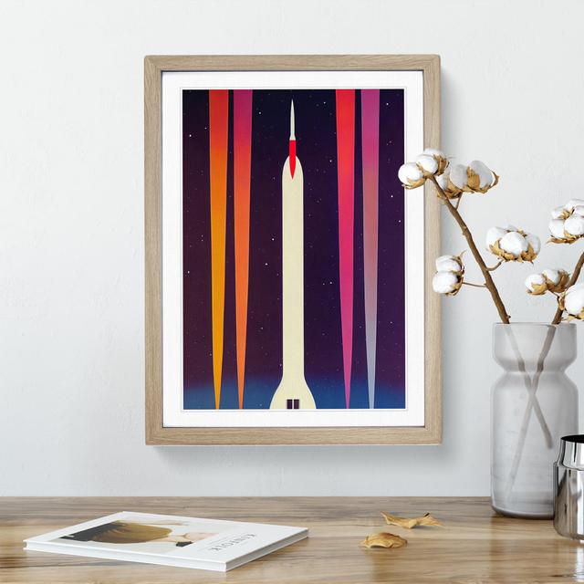 Artsy Spaceship Rocket - Wrapped Canvas Graphic Art Metro Lane Format: Oak Framed, Size: 64cm H x 46cm W on Productcaster.