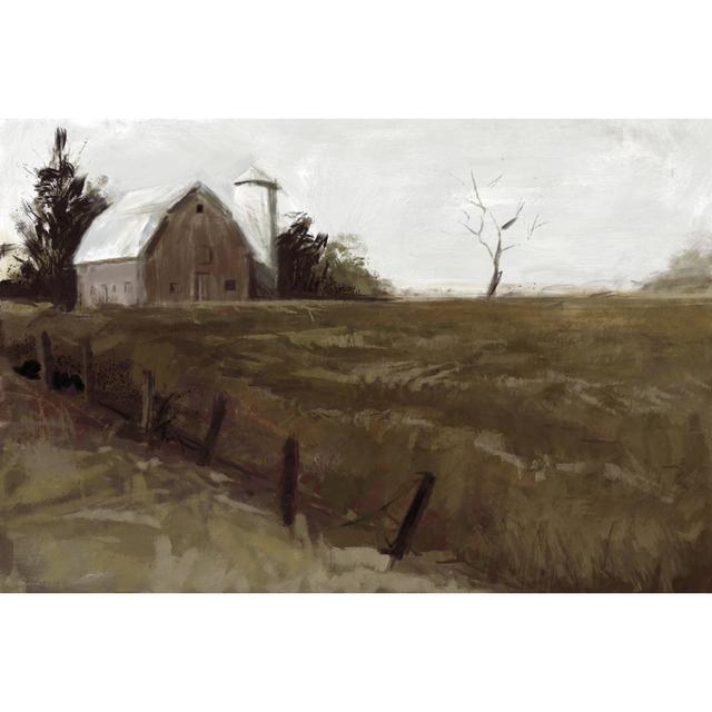 Barn In Field Tonal - Wrapped Canvas Art Prints Brambly Cottage Size: 61cm H x 91cm W on Productcaster.