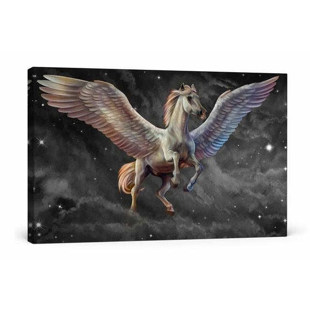 Leinwandbild Weißer Pegasus mit Engelsflügel East Urban Home Größe: 70 cm H x 100 cm B on Productcaster.