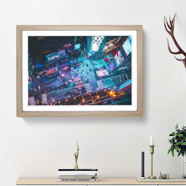 High Above Times Square in Abstract - Picture Frame Graphic Art Print on MDF East Urban Home Frame Option: Oak Framed, Size: 36cm H x 48cm W x 2cm D on Productcaster.