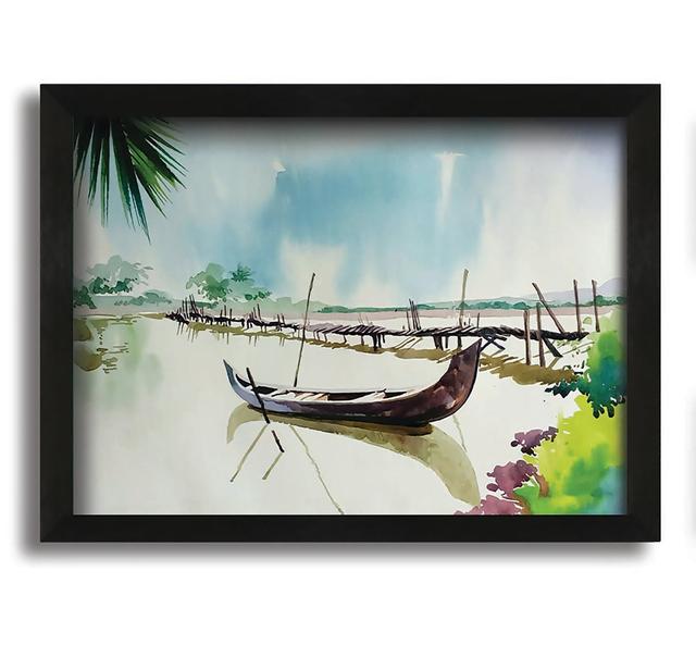 The Boat Left In The River Framed Print Longshore Tides Size: 30cm H x 42cm W x 10cm D on Productcaster.